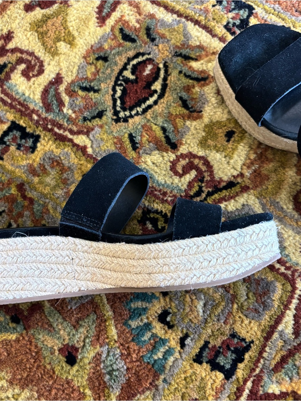 Treasure & Bond Black Suede Espadrille Platform Sandals